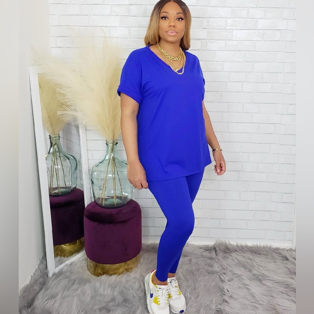 Comfy Chic Leggings Set-Bright Blue